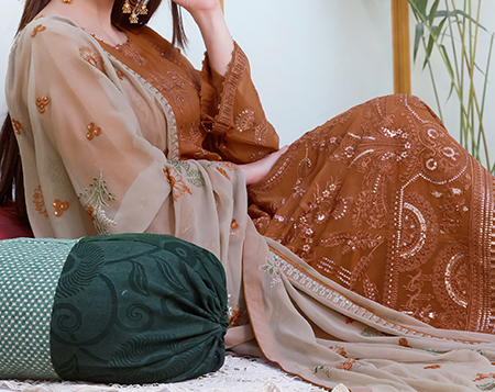 Chantelle Embroidered Luxury Chiffon Collection 3 piece suit SH-02-A
