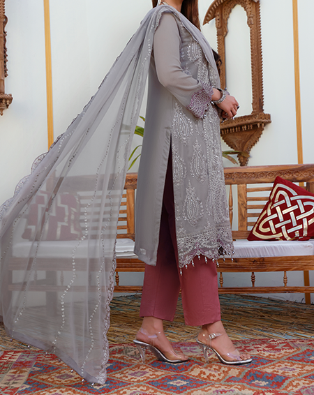 Chantelle Embroidered Luxury Chiffon Collection 3 piece suit SH-07