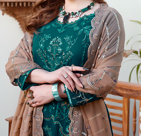 Chantelle Embroidered Luxury Chiffon Collection 3 piece suit SH-10
