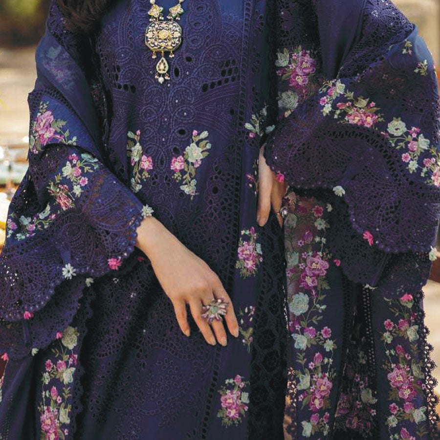 Luxury Unstitched Dress – Floral Embroidery, Lace Detailing, Cutwork & Lace Festive Outfit