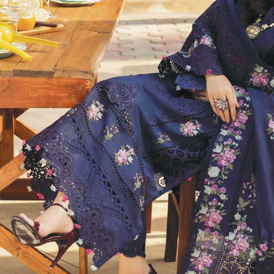 Luxury Unstitched Dress – Floral Embroidery, Lace Detailing, Cutwork & Lace Festive Outfit