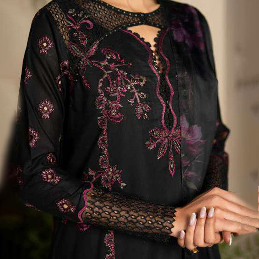 IZNIK Festive Lawn 25 EFL – Luxury Pakistani embroidered lawn suit in pastel shades with delicate floral detailing, intricate embroidery and chiffon dupatta, perfect for festive wear.