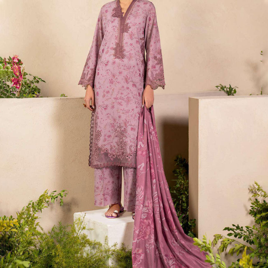 IZNIK Festive Lawn 25 EFL – Luxury Pakistani embroidered lawn suit in pastel shades with delicate floral detailing, intricate embroidery and chiffon dupatta, perfect for festive wear.