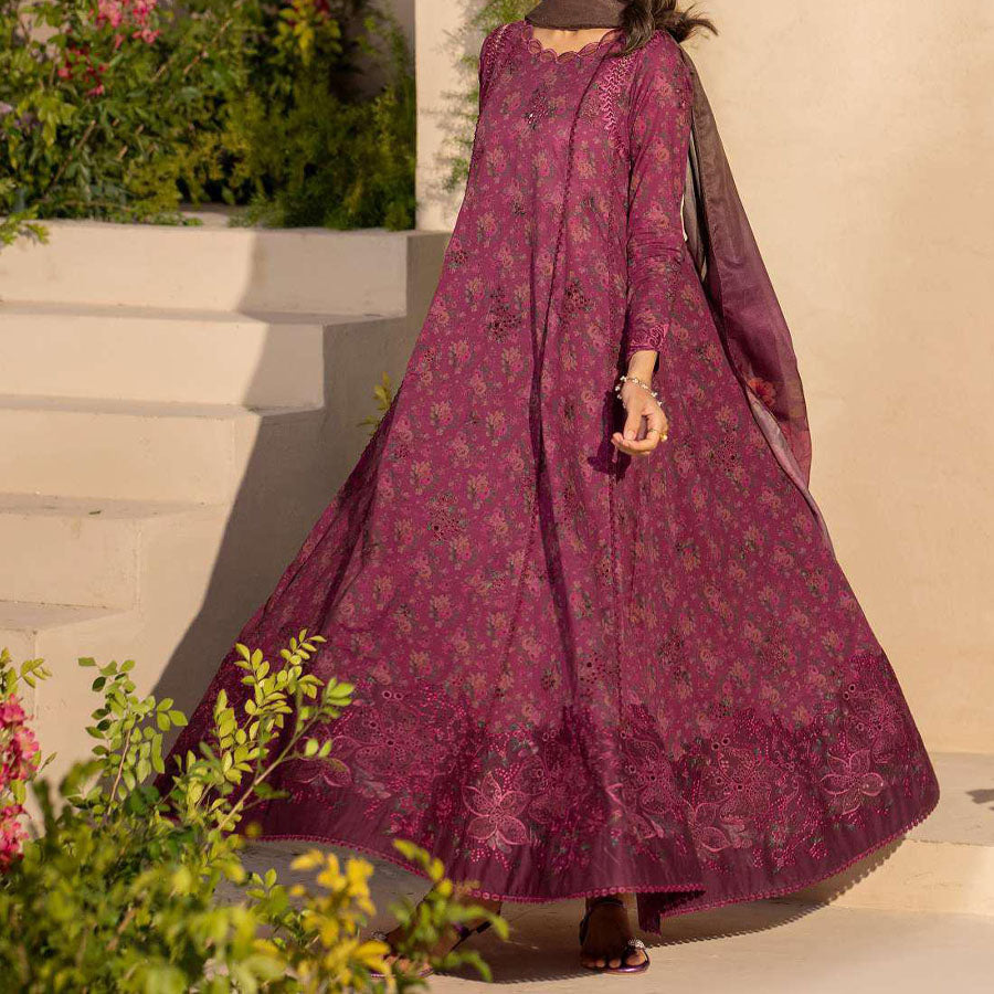 IZNIK Festive Lawn 25 EFL – Luxury Pakistani embroidered lawn suit in pastel shades with delicate floral detailing, intricate embroidery and chiffon dupatta, perfect for festive wear.