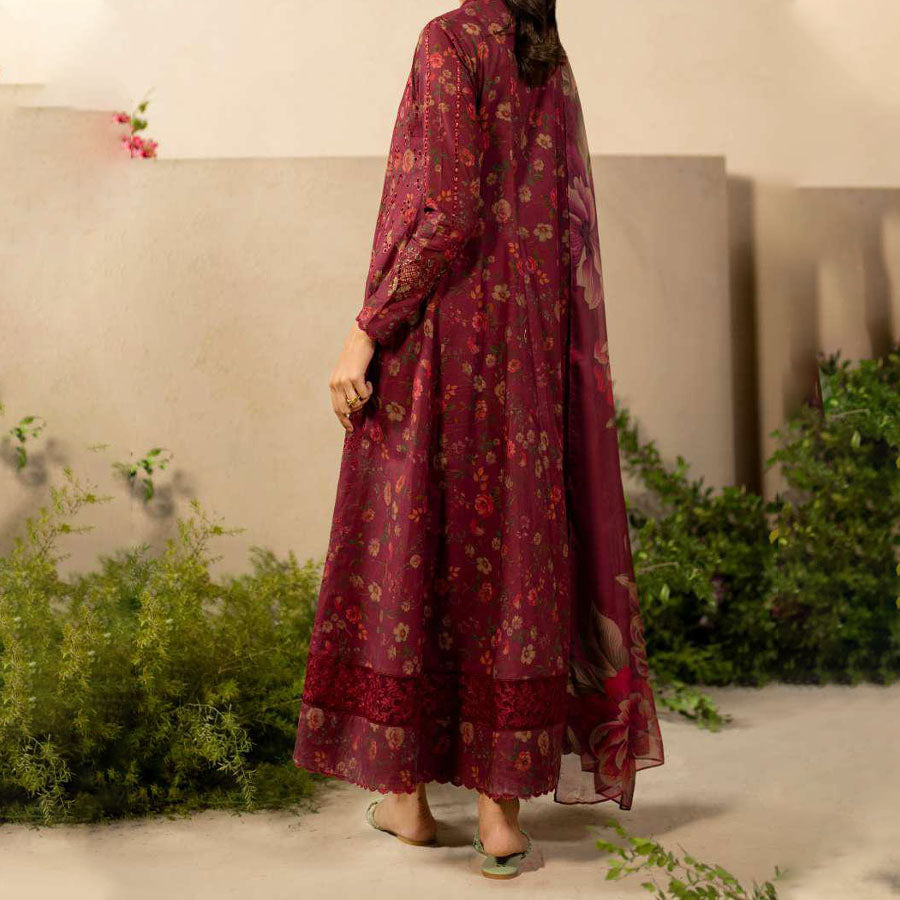 IZNIK Festive Lawn 25 EFL – Luxury Pakistani embroidered lawn suit in pastel shades with delicate floral detailing, intricate embroidery and chiffon dupatta, perfect for festive wear.