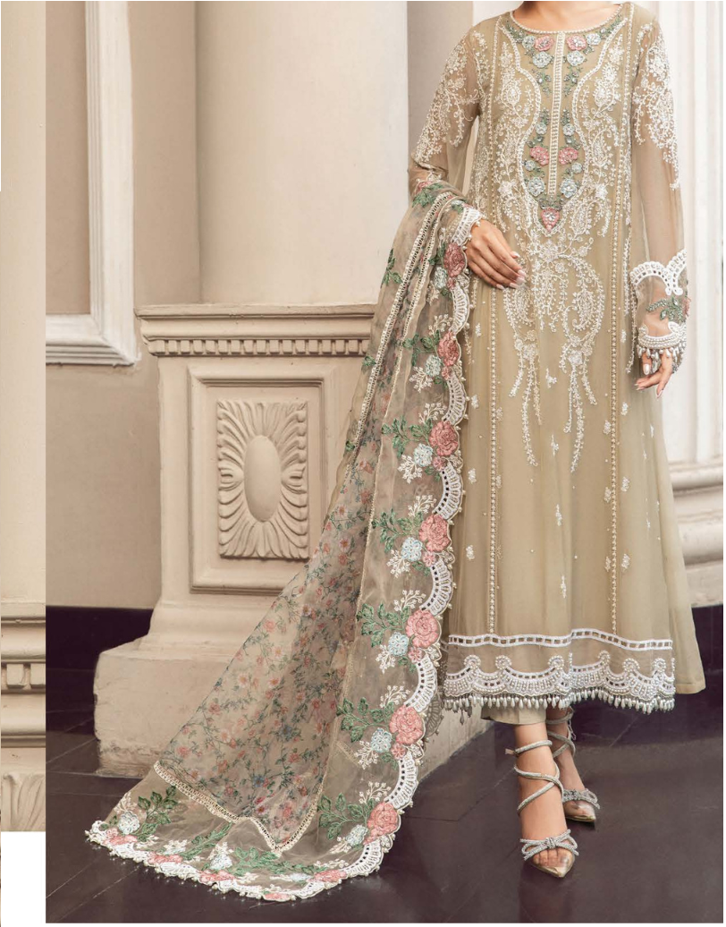 MARIA.B Luxury Chiffon Wedding Formals – MPC-23-101 Coffee