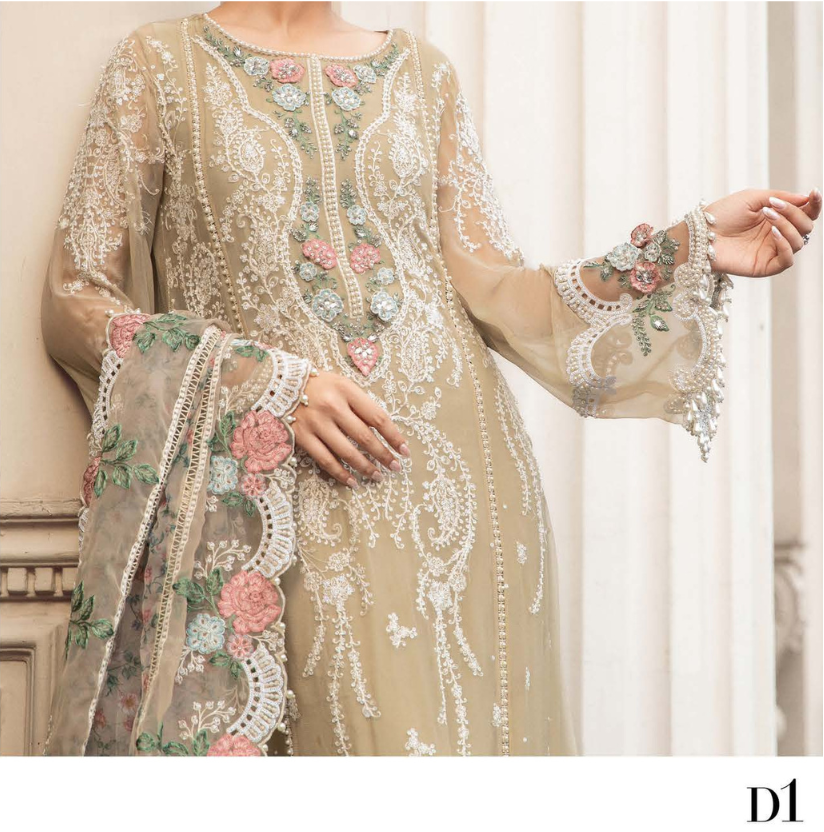 MARIA.B Luxury Chiffon Wedding Formals – MPC-23-101 Coffee