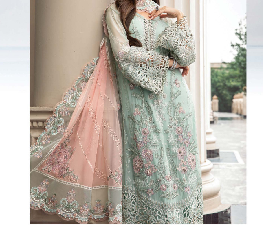 MARIA.B Luxury Chiffon Wedding Formals – MPC-23-104 Mint Green