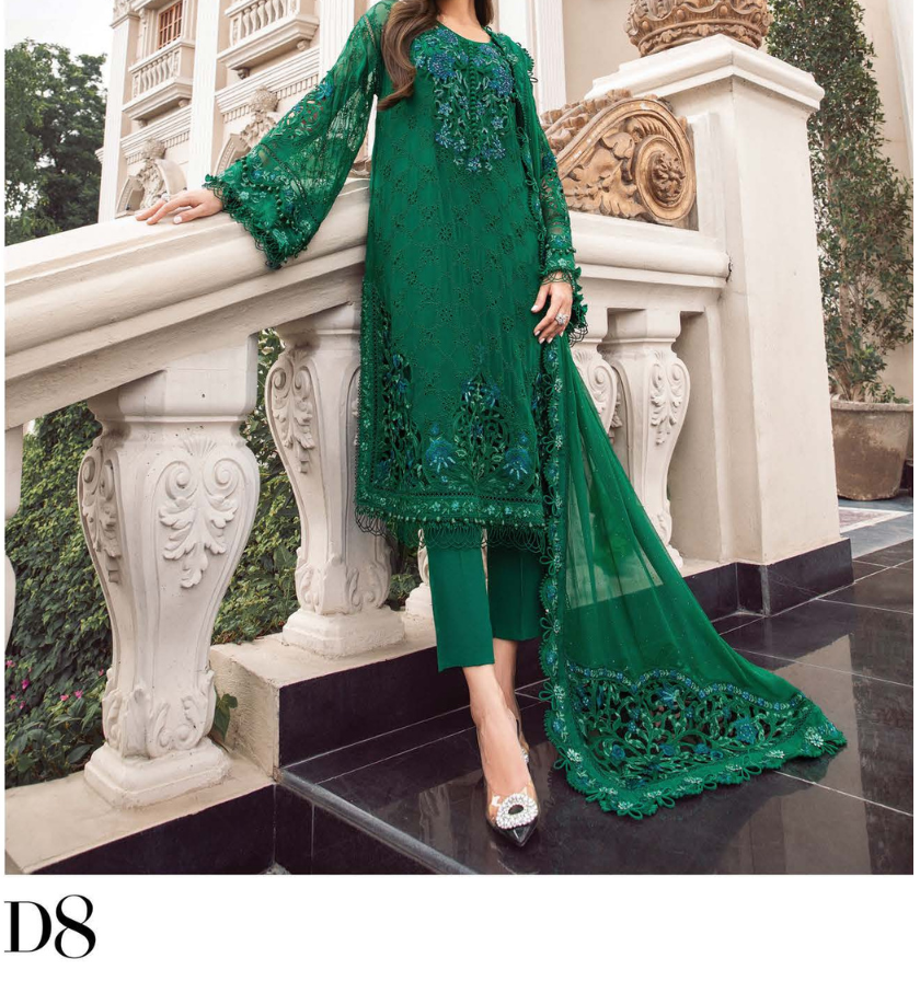 MARIA.B Luxury Chiffon Wedding Formals – MPC-23-108 Emerald Green