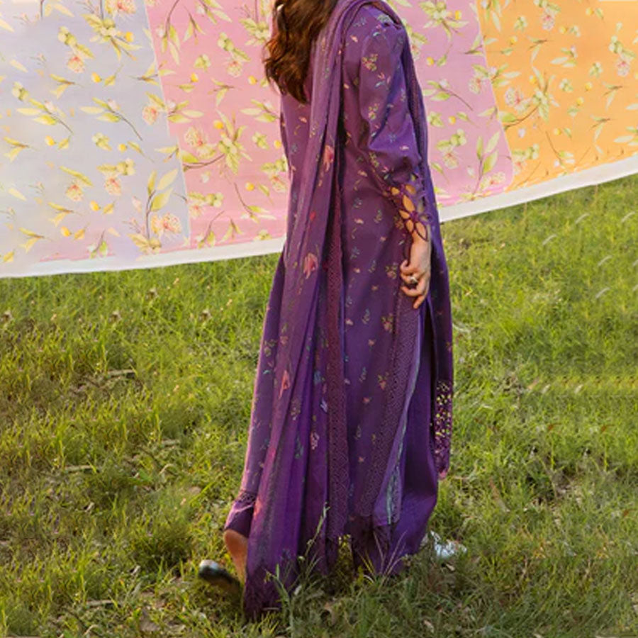 Embroidered lawn suit from Rang Rasiya Carnation Festive Collection, featuring intricate lace and floral designs. Vibrant floral embroidered lawn suit from Rang Rasiya Carnation Festive Collection, exuding summer charm with intricate lacework. Soft pastel floral embroidered lawn suit from Rang Rasiya Carnation Festive Collection, featuring lace sleeves and a delicate pattern.
