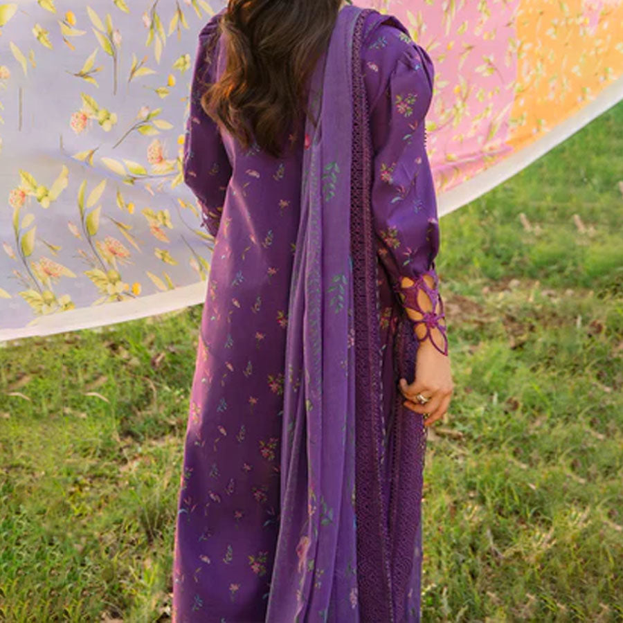 Embroidered lawn suit from Rang Rasiya Carnation Festive Collection, featuring intricate lace and floral designs. Vibrant floral embroidered lawn suit from Rang Rasiya Carnation Festive Collection, exuding summer charm with intricate lacework. Soft pastel floral embroidered lawn suit from Rang Rasiya Carnation Festive Collection, featuring lace sleeves and a delicate pattern.