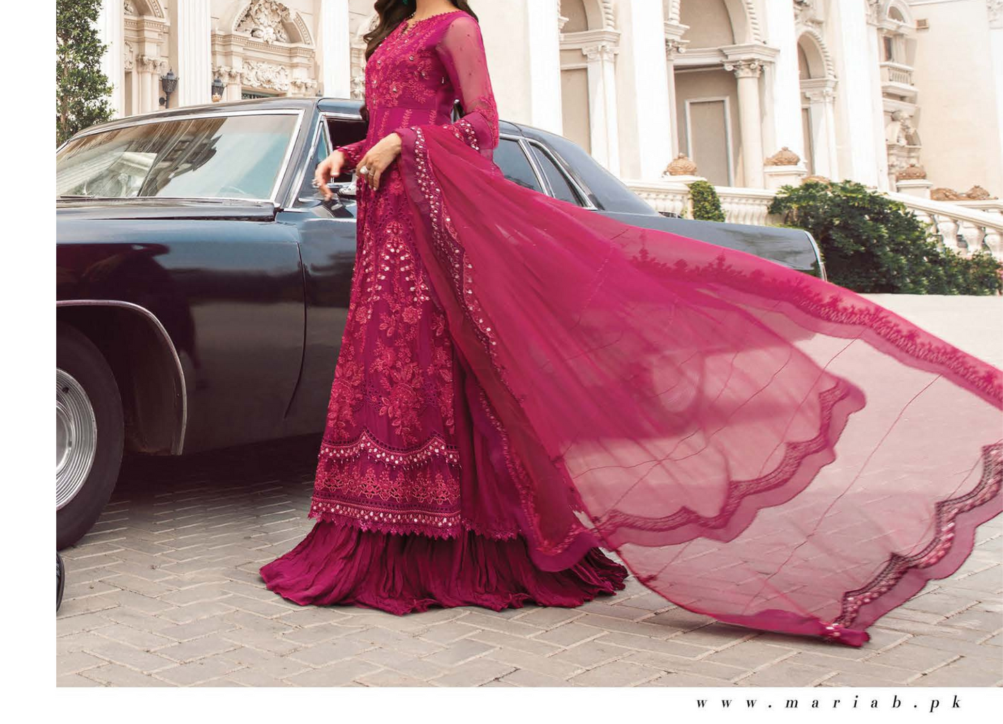 MARIA.B Luxury Chiffon Wedding Formals – MPC-23-107 Magenta Pink
