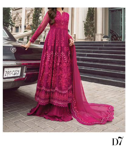 MARIA.B Luxury Chiffon Wedding Formals – MPC-23-107 Magenta Pink