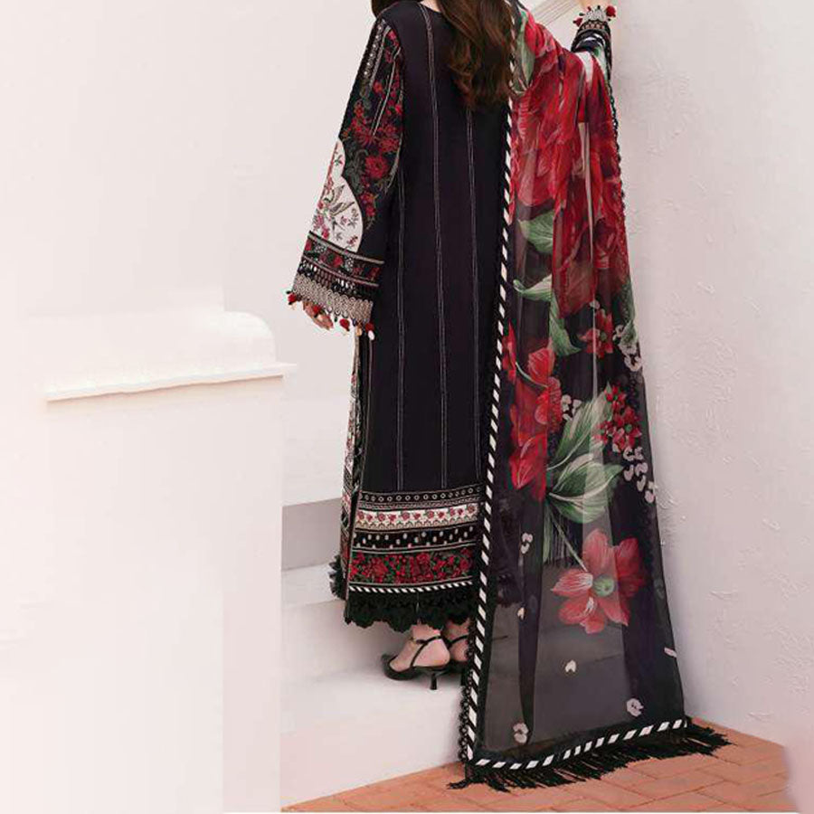 Baroque Embroidered Lawn – Unstitched Lawn Dress with Intricate Embroidery for Women – Floral Embroidery, Lace Detailing, Cutwork & Lace Festive Outfit