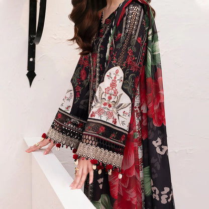 Baroque Embroidered Lawn – Unstitched Lawn Dress with Intricate Embroidery for Women – Floral Embroidery, Lace Detailing, Cutwork & Lace Festive Outfit