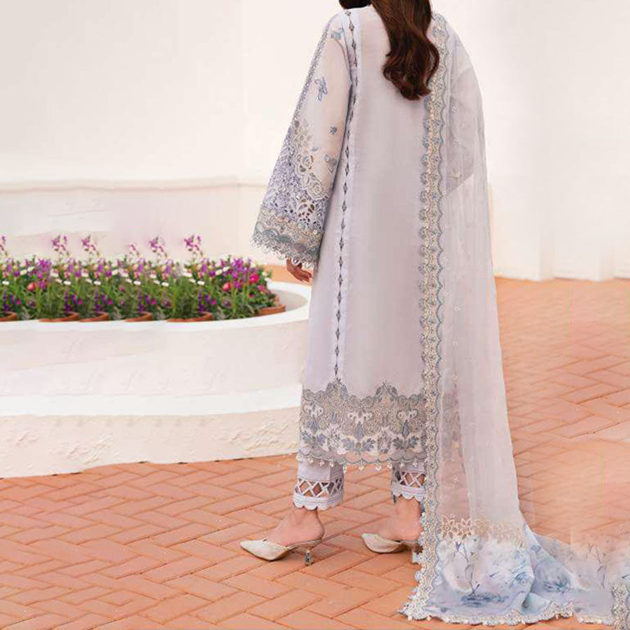 Baroque Embroidered Lawn – Unstitched Lawn Dress with Intricate Embroidery for Women – Floral Embroidery, Lace Detailing, Cutwork & Lace Festive Outfit
