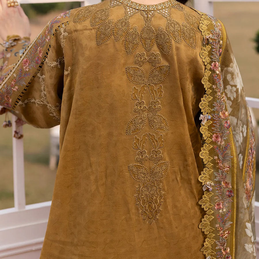 Baroque Embroidered Lawn – Unstitched Lawn Dress with Intricate Embroidery for Women – Floral Embroidery, Lace Detailing, Cutwork & Lace Festive Outfit