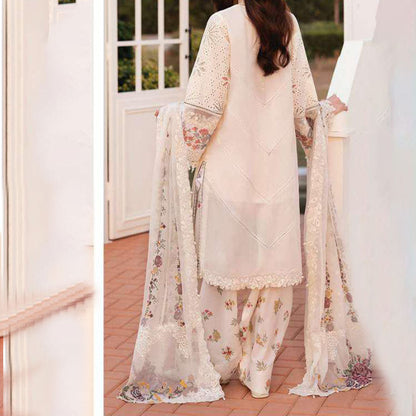 Baroque Embroidered Lawn – Unstitched Lawn Dress with Intricate Embroidery for Women – Floral Embroidery, Lace Detailing, Cutwork & Lace Festive Outfit