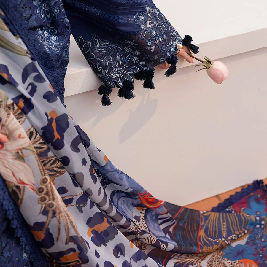 Baroque Embroidered Lawn – Unstitched Lawn Dress with Intricate Embroidery for Women – Floral Embroidery, Lace Detailing, Cutwork & Lace Festive Outfit