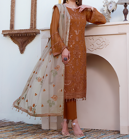 Chantelle Embroidered Luxury Chiffon Collection 3 piece suit SH-02-A