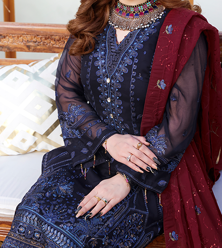 Chantelle Embroidered Luxury Chiffon Collection 3 piece suit SH-08