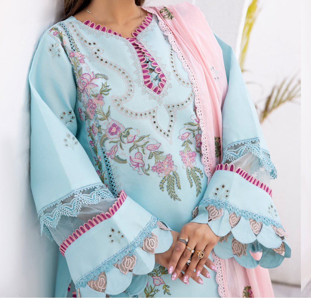 Unstitched 3 PC suit Dilkash Parishay DS-02