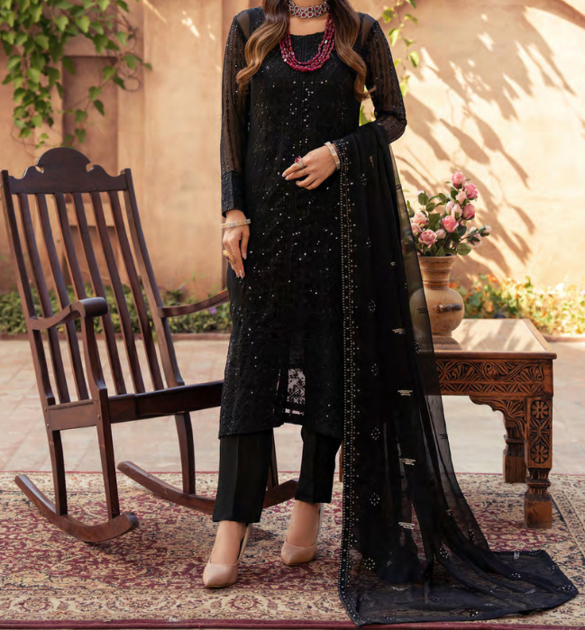 Embroidered Chiffon Merakish Pakistani suit 3 PC unstitched