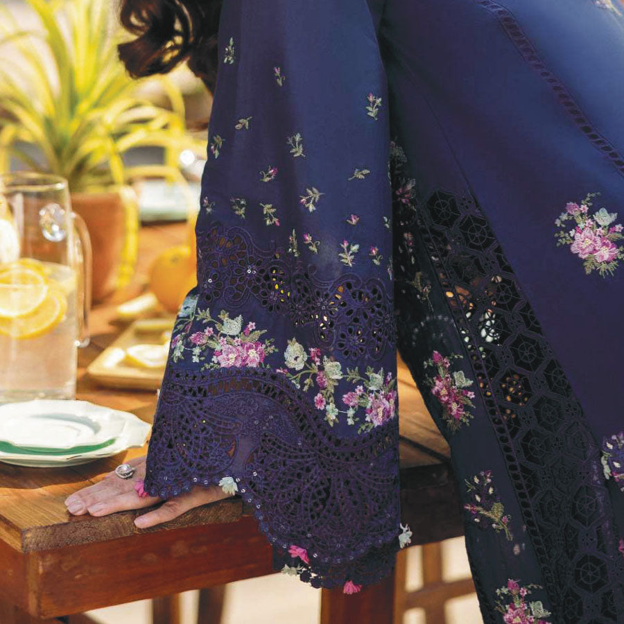 Luxury Unstitched Dress – Floral Embroidery, Lace Detailing, Cutwork & Lace Festive Outfit
