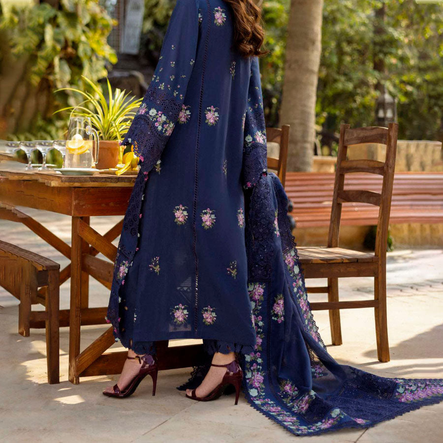 Luxury Unstitched Dress – Floral Embroidery, Lace Detailing, Cutwork & Lace Festive Outfit