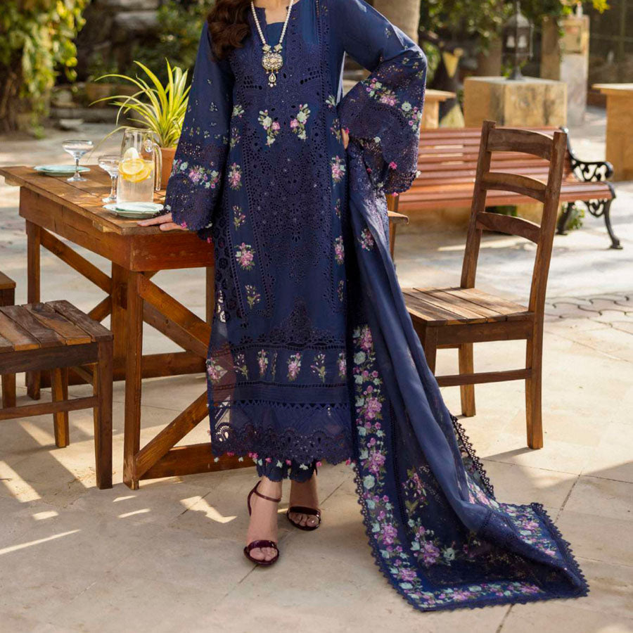 Luxury Unstitched Dress – Floral Embroidery, Lace Detailing, Cutwork & Lace Festive Outfit