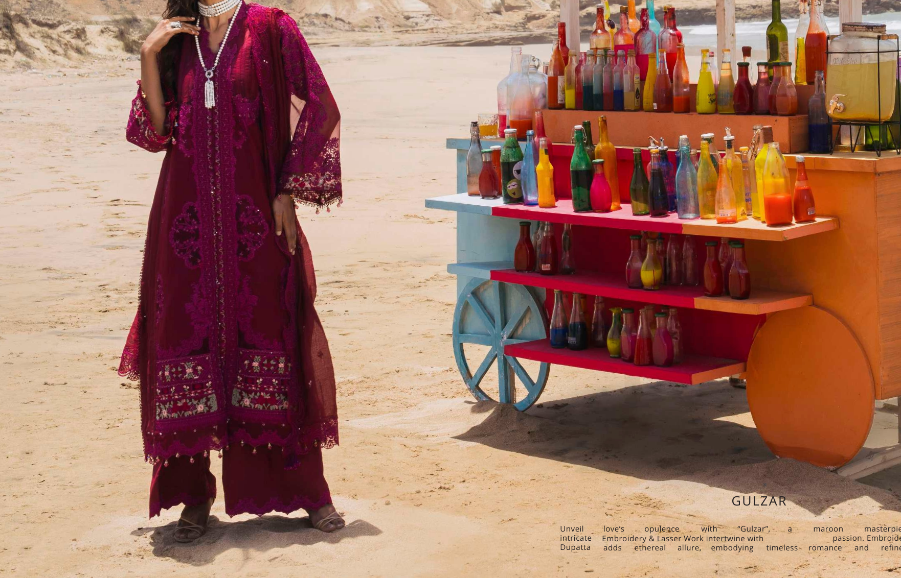 Luxury Festive Lawn Suit from Elaf's Hania Aamir Collection | Unstitched Pakistani Suits