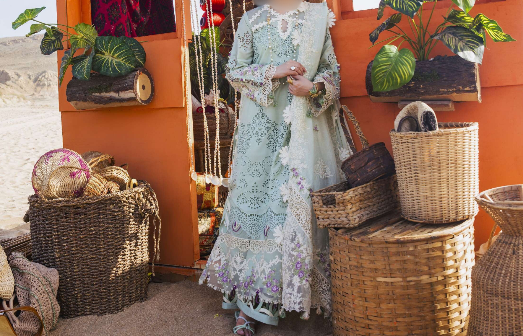 Luxury Festive Lawn Suit from Elaf's Hania Aamir Collection | Unstitched Pakistani Suits