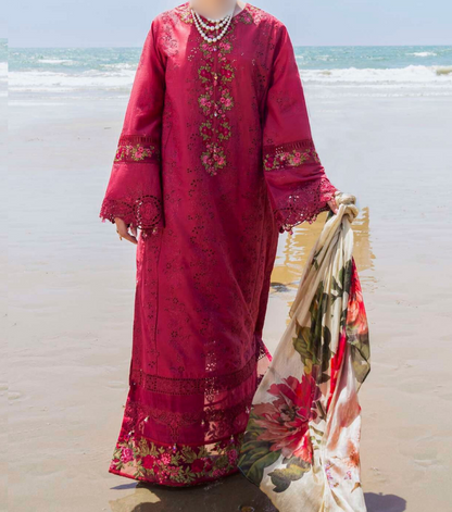 Luxury Festive Lawn Suit from Elaf's Hania Aamir Collection | Unstitched Pakistani Suits