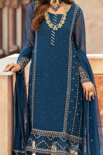 Embroidered Chiffon Merakish Pakistani suit 3 PC unstitched