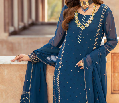 Eshal – Merakish Embroidered Chiffon Unstitched 3Pc Suit