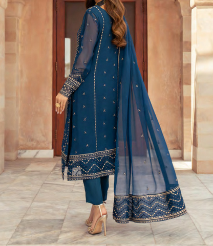 Eshal – Merakish Embroidered Chiffon Unstitched 3Pc Suit