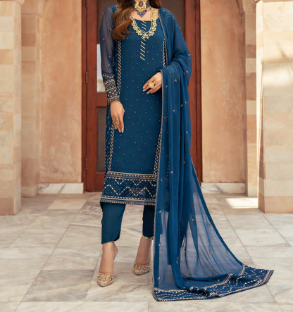 Eshal – Merakish Embroidered Chiffon Unstitched 3Pc Suit