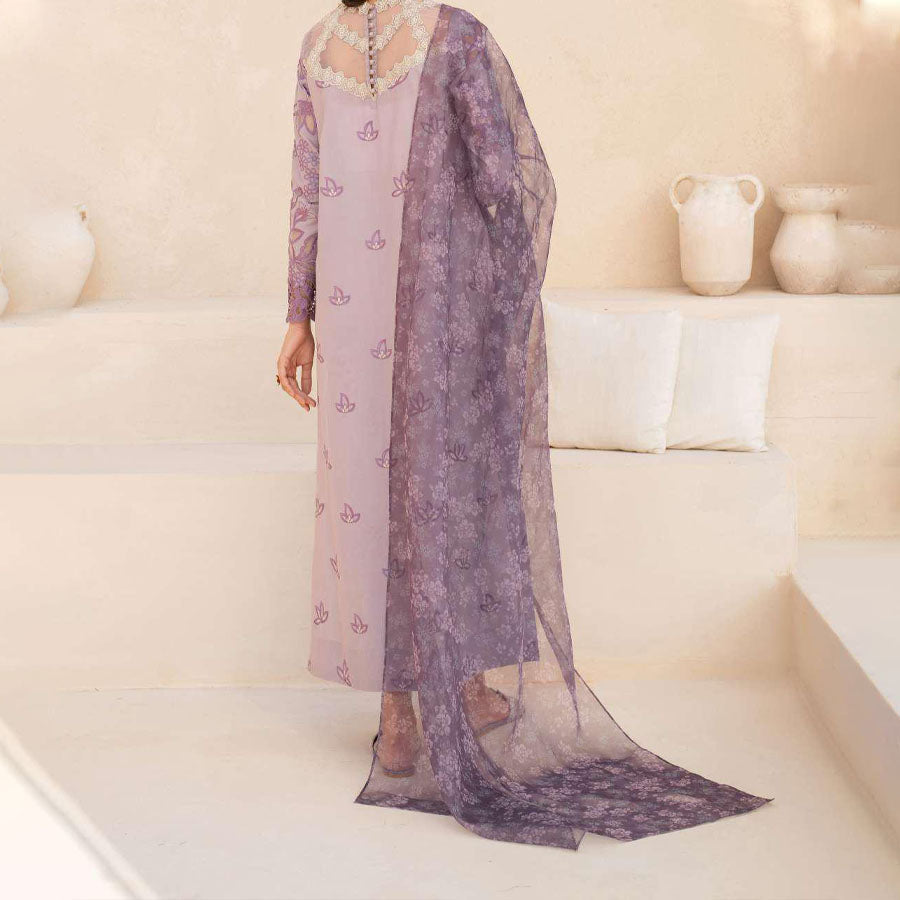 IZNIK Festive Lawn 25 EFL – Luxury Pakistani embroidered lawn suit in pastel shades with delicate floral detailing, intricate embroidery and chiffon dupatta, perfect for festive wear.