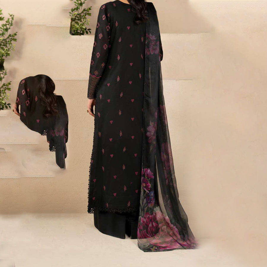 IZNIK Festive Lawn 25 EFL – Luxury Pakistani embroidered lawn suit in pastel shades with delicate floral detailing, intricate embroidery and chiffon dupatta, perfect for festive wear.