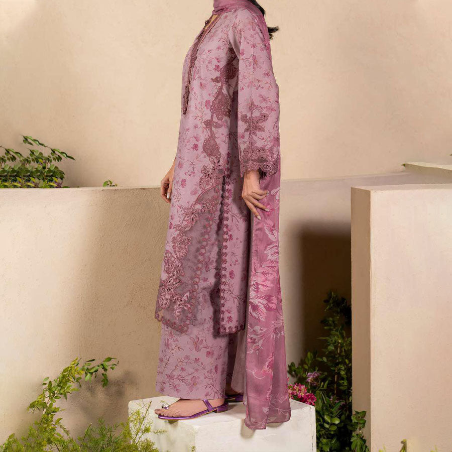 IZNIK Festive Lawn 25 EFL – Luxury Pakistani embroidered lawn suit in pastel shades with delicate floral detailing, intricate embroidery and chiffon dupatta, perfect for festive wear.