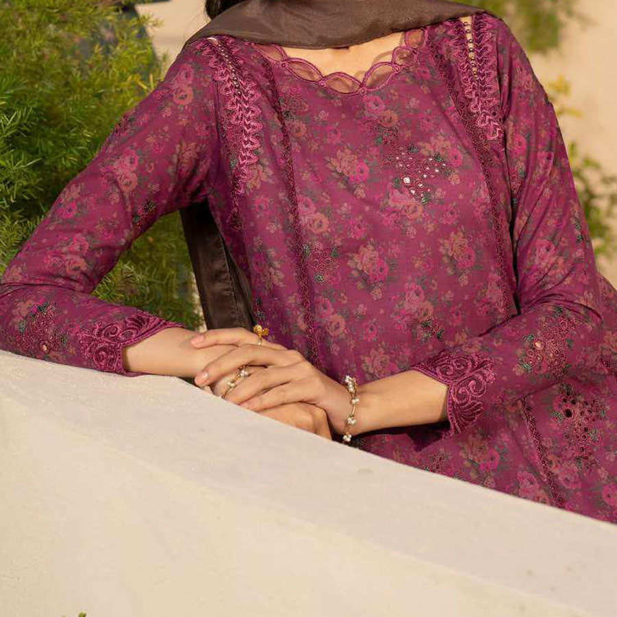 IZNIK Festive Lawn 25 EFL – Luxury Pakistani embroidered lawn suit in pastel shades with delicate floral detailing, intricate embroidery and chiffon dupatta, perfect for festive wear.