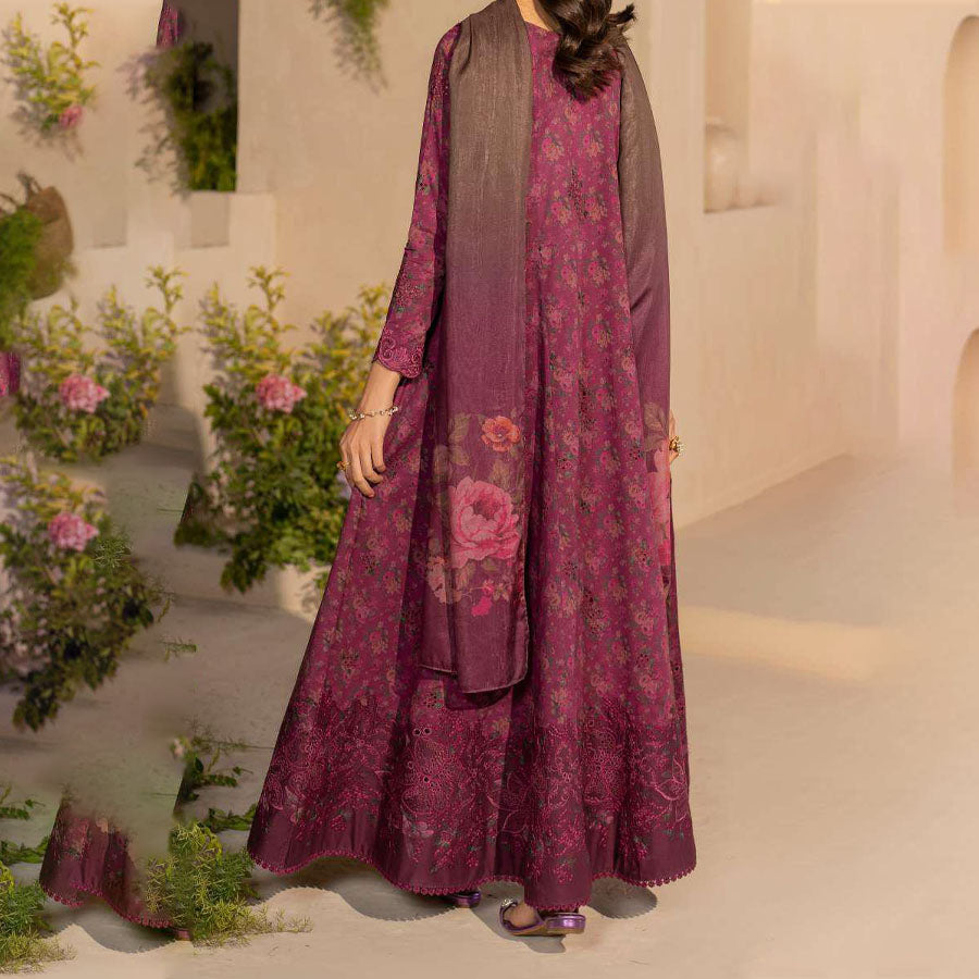 IZNIK Festive Lawn 25 EFL – Luxury Pakistani embroidered lawn suit in pastel shades with delicate floral detailing, intricate embroidery and chiffon dupatta, perfect for festive wear.