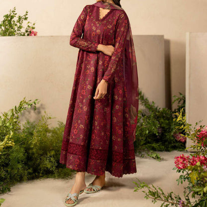 IZNIK Festive Lawn 25 EFL – Luxury Pakistani embroidered lawn suit in pastel shades with delicate floral detailing, intricate embroidery and chiffon dupatta, perfect for festive wear.