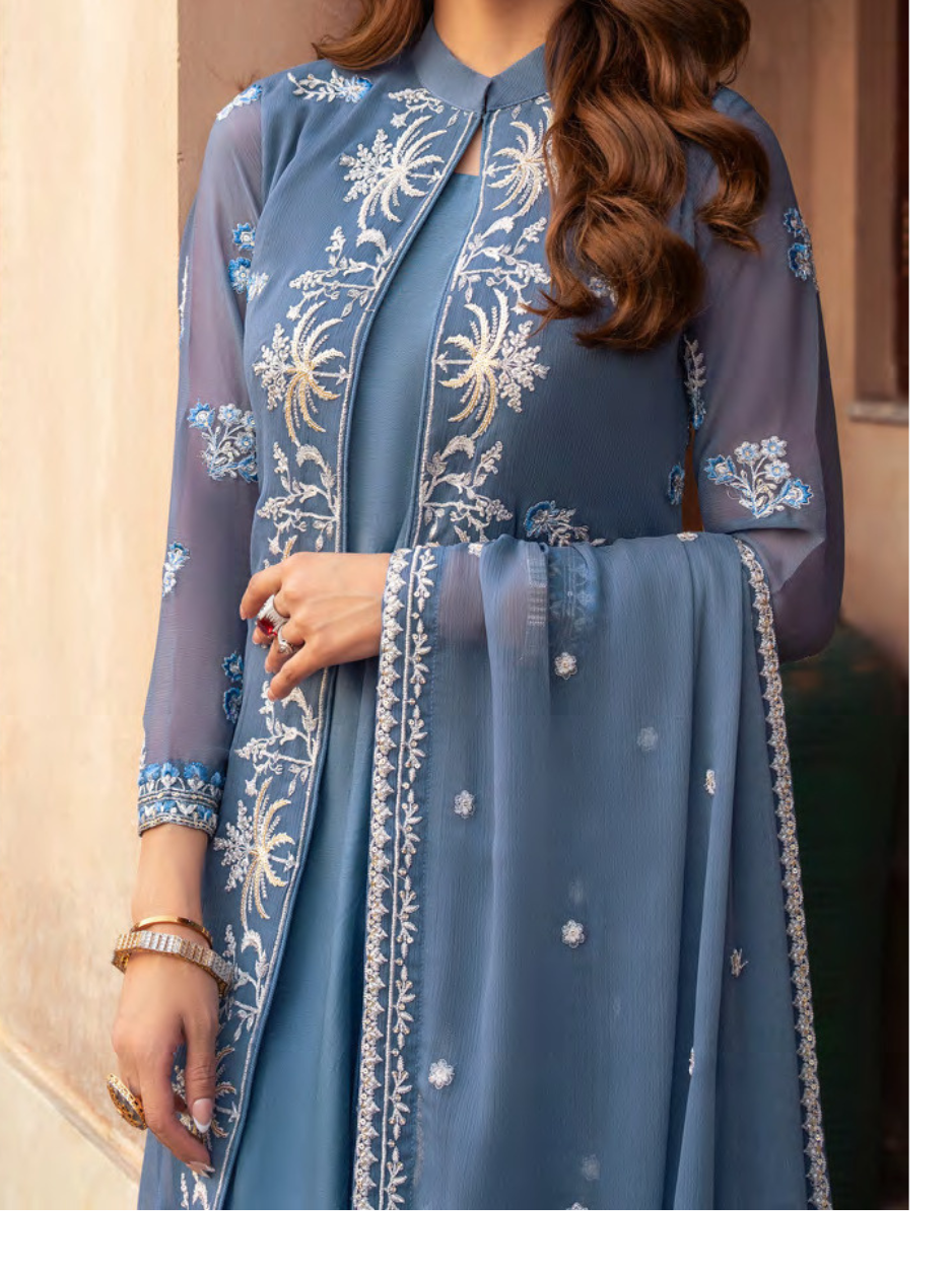 Embroidered Chiffon Merakish Pakistani suit 3 PC unstitched