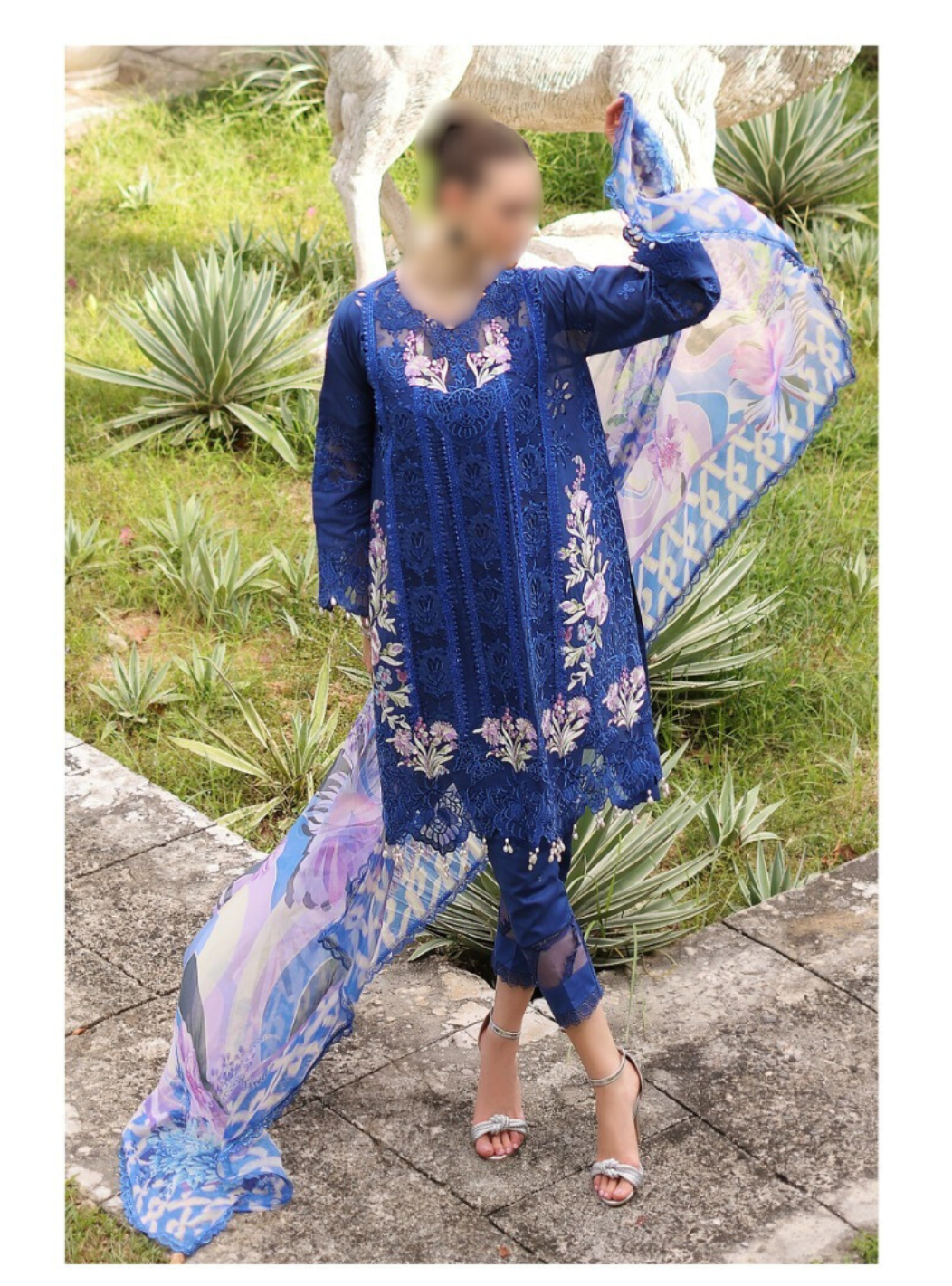 Noor By Saadia Asad Luxury Chikankari Lawn 2024 Collection - Elegant Lawn Suit with Intricate Chikankari Embroidery