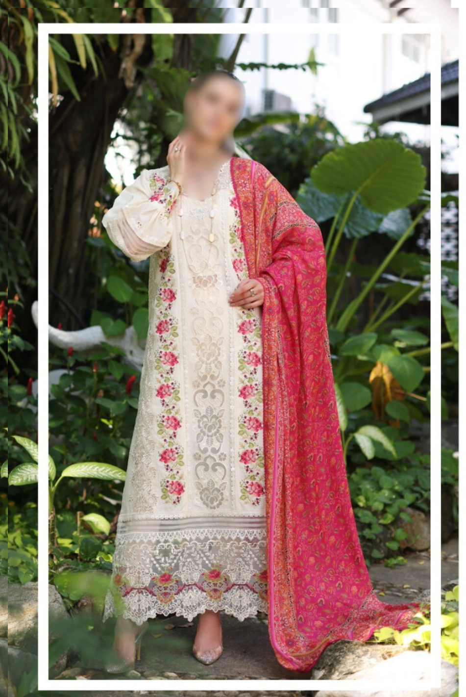 Noor By Saadia Asad Luxury Chikankari Lawn 2024 Collection - Elegant Lawn Suit with Intricate Chikankari Embroidery