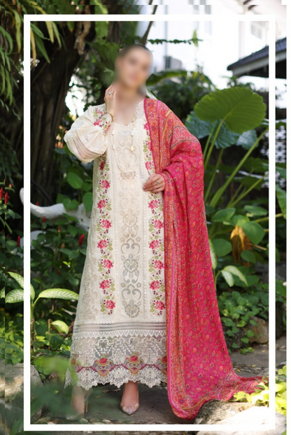 Noor By Saadia Asad Luxury Chikankari Lawn 2024 Collection - Elegant Lawn Suit with Intricate Chikankari Embroidery