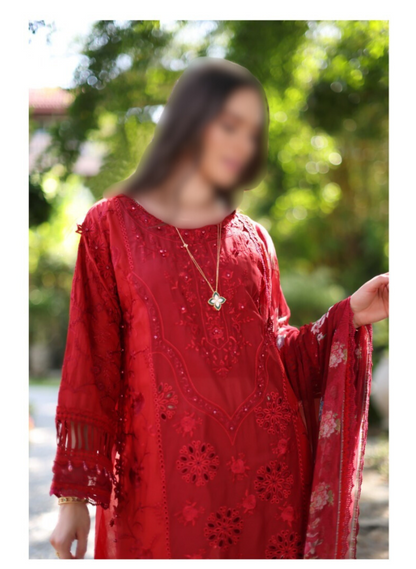 Noor By Saadia Asad Luxury Chikankari Lawn 2024 Collection - Elegant Lawn Suit with Intricate Chikankari Embroidery