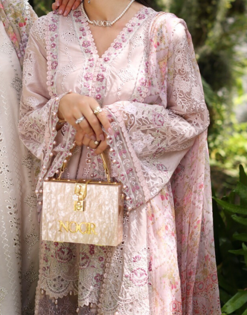 Noor By Saadia Asad Luxury Chikankari Lawn 2024 Collection - Elegant Lawn Suit with Intricate Chikankari Embroidery
