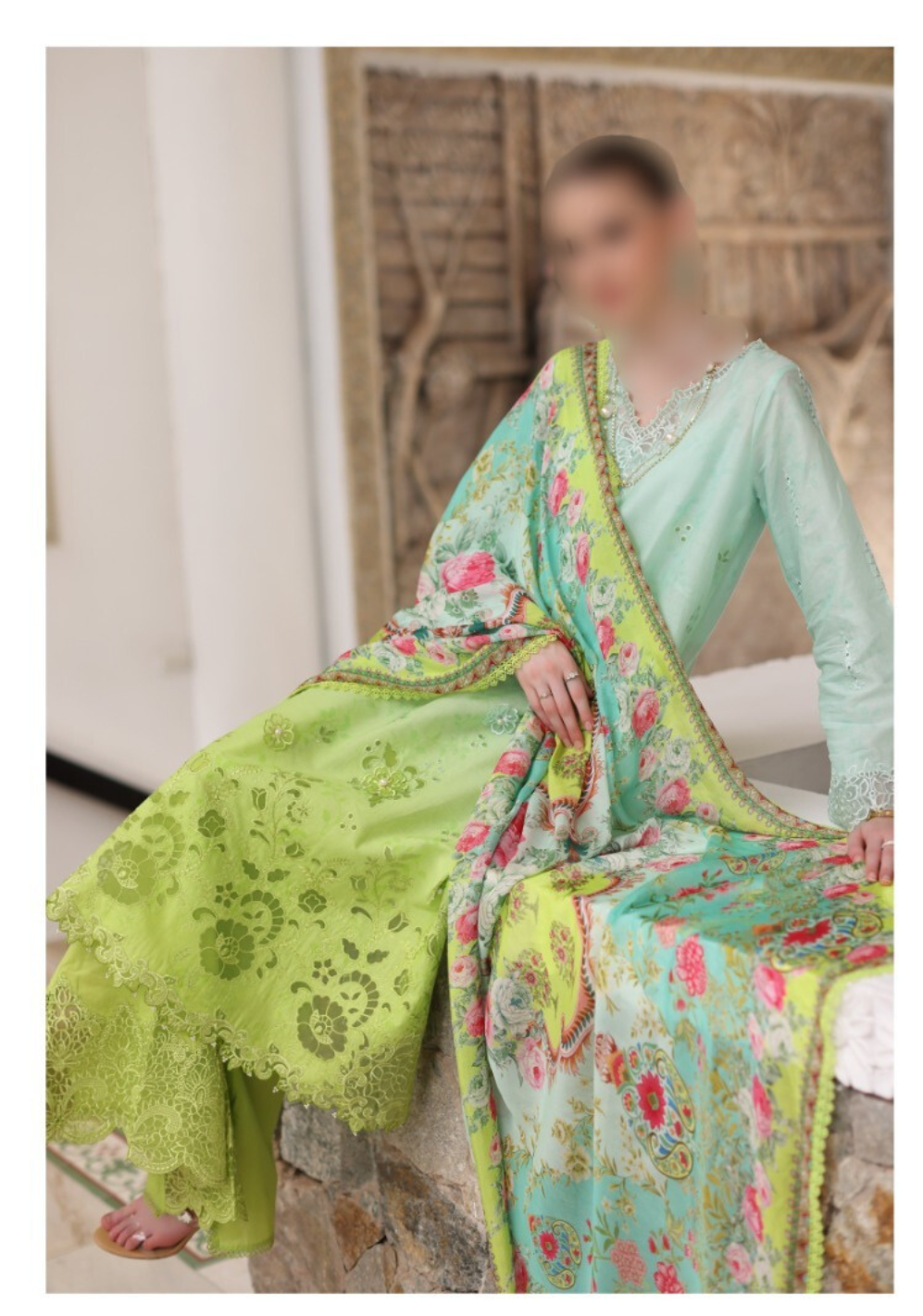 Noor By Saadia Asad Luxury Chikankari Lawn 2024 Collection - Elegant Lawn Suit with Intricate Chikankari Embroidery